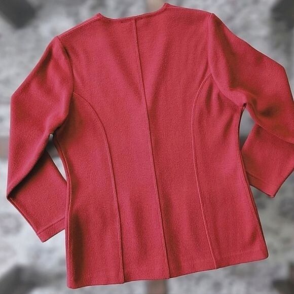 Vtg 90s Rodier cranberry wool-blend cardigan jacket - Picture 4 of 15